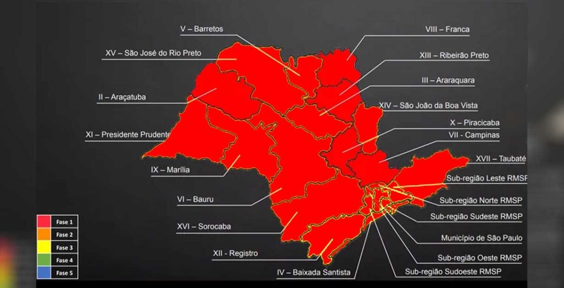Decretada Fase Vermelha para todos os municípios paulistas a partir de sábado