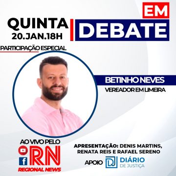 Programa “Em Debate” entrevista hoje Betinho Neves, vereador em Limeira