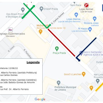 Vistoria preventiva interdita trânsito em frente a Prefeitura de Limeira neste sábado