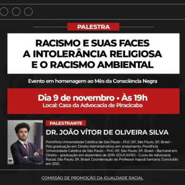 OAB Piracicaba promove palestra sobre racismo e suas faces