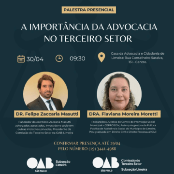 OAB Limeira promove palestra sobre advocacia no terceiro setor